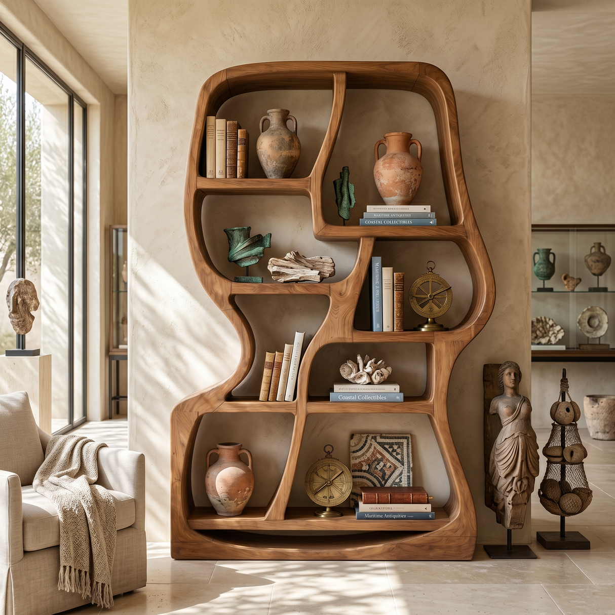 Modern Sculptural Bookshelf For Home Library Display