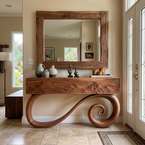 Sculptural Console Table With Spiral Base For Elegant Entryway