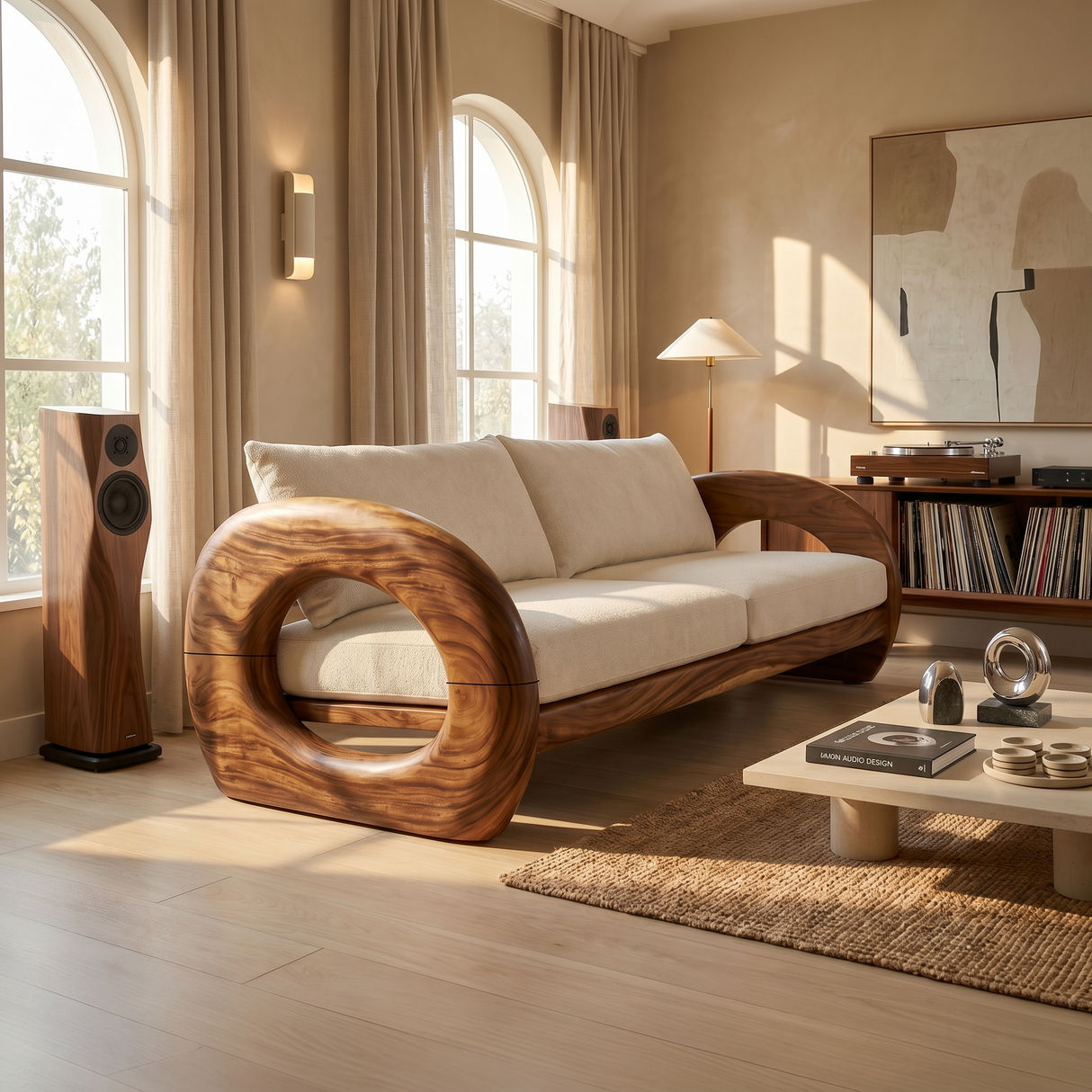 Tropical Organic Wooden Sofa Resort Lounge Space