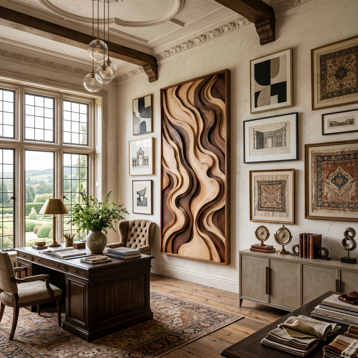 Organic Flowing Panel Wall Art For Bedroom