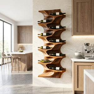 Contemporary Natural Wood Wine Rack For Dining Room Wall Display