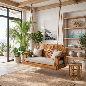 Contemporary Sculptural Back Indoor Swing Reading Corner Interior