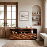 Organic Wooden Console Table With Curved Edges For Contemporary Home