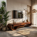 Sculpted Curved Media Console With Storage For Living Room