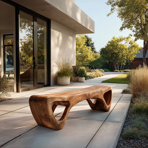 Handcrafted Wooden Garden Bench For Outdoor Lounge Area