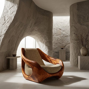 Sculptural Natural Wood Chair For Artistic Living Space