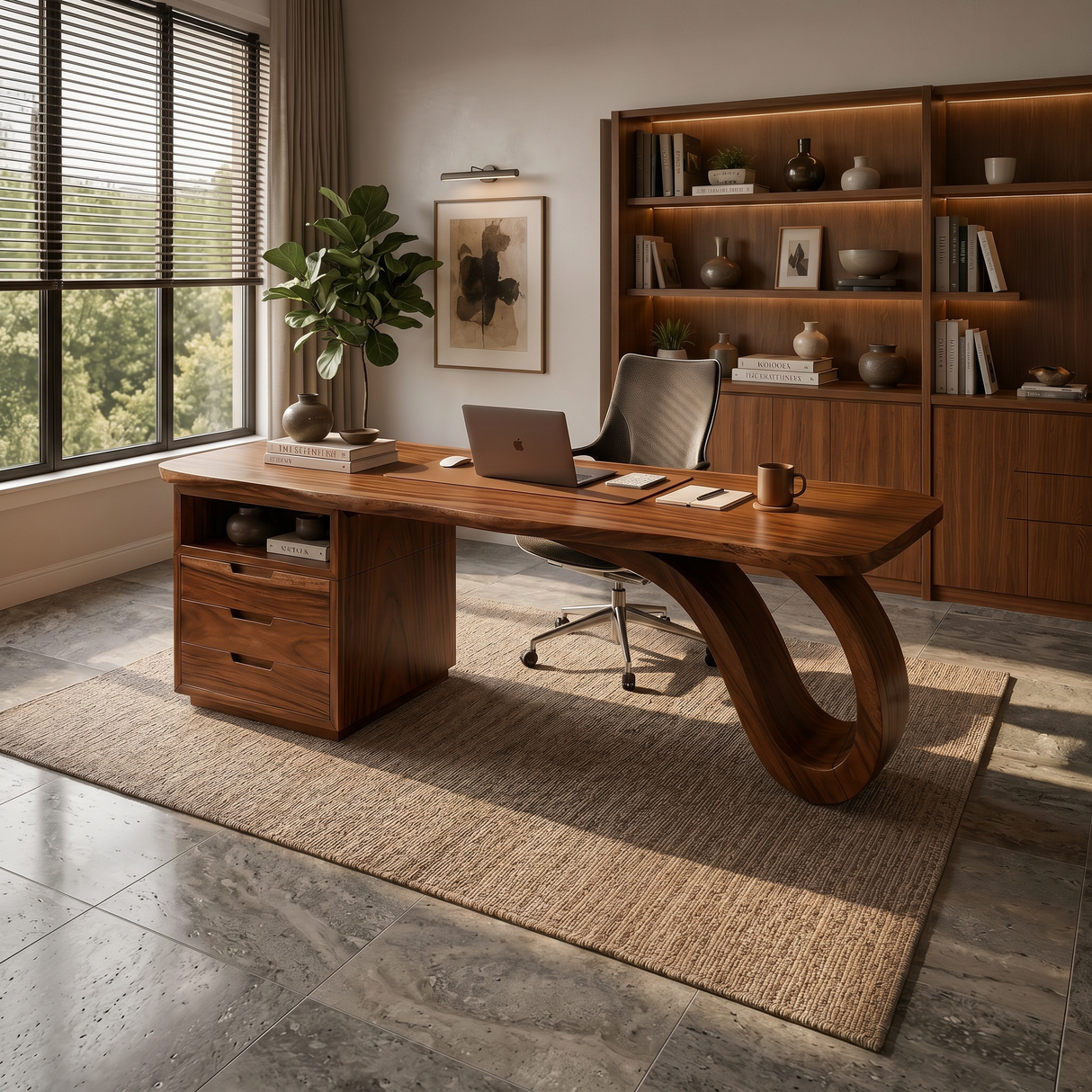 Organic Sculptural Executive Desk Luxury Workspace