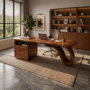Organic Sculptural Executive Desk Luxury Workspace