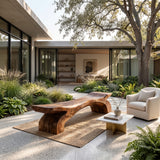 Contemporary Natural Wood Outdoor Bench For Modern Backyard Space