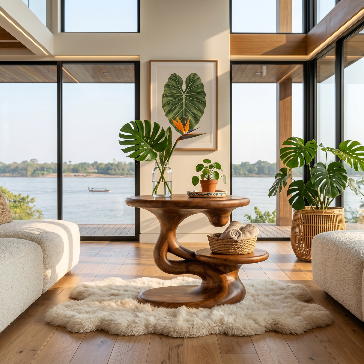 Contemporary Floating Side Table Mountain Retreat