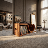 Japandi Wave Record Player Cabinet Wellness Room