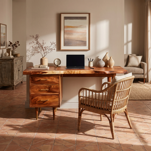 Luxury Office Desk With Open Shelf For High Rise Office