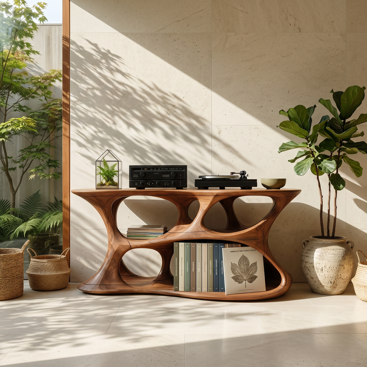 Minimalist Vinyl Storage Stand For Studio Living Space