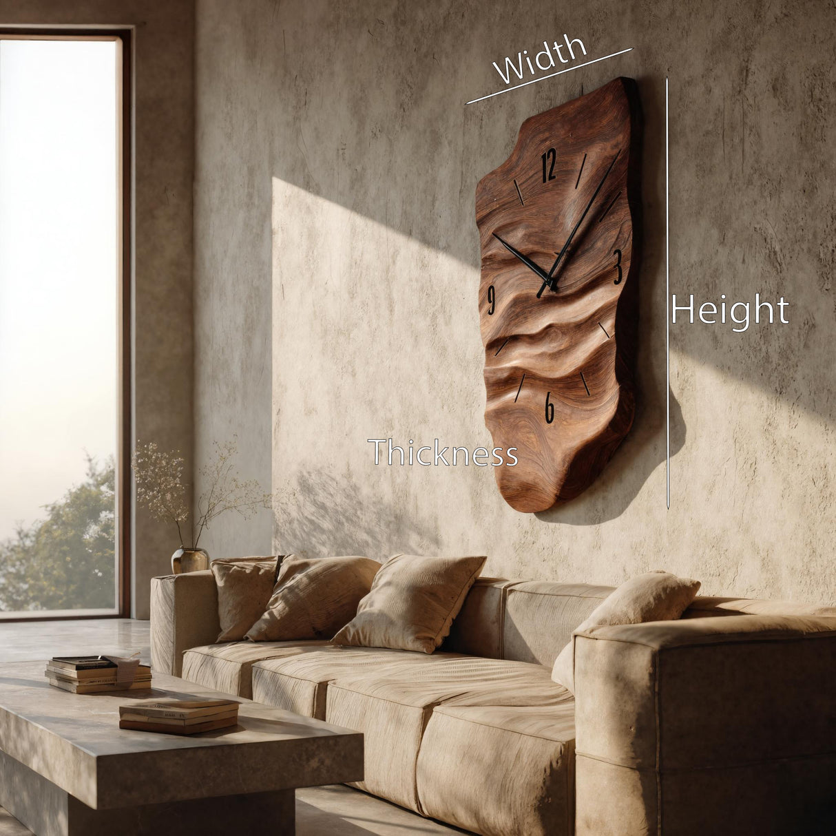 Modern Wall Clock Carved Design For Living Room Space