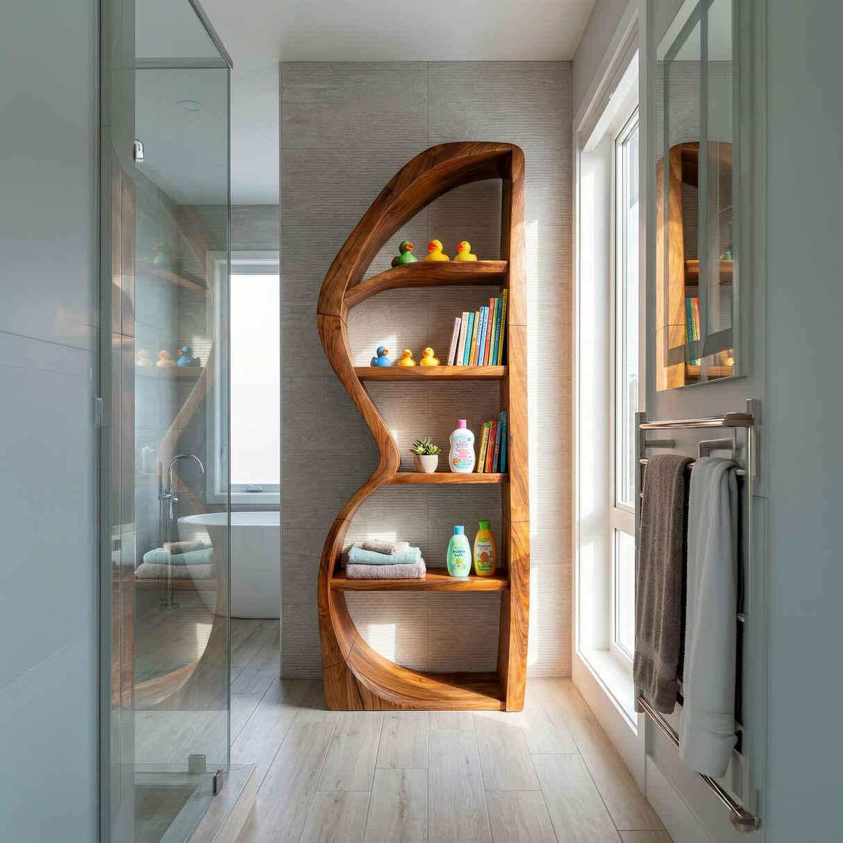 Mid Century Modern Unique Bookshelf Living Room Storage