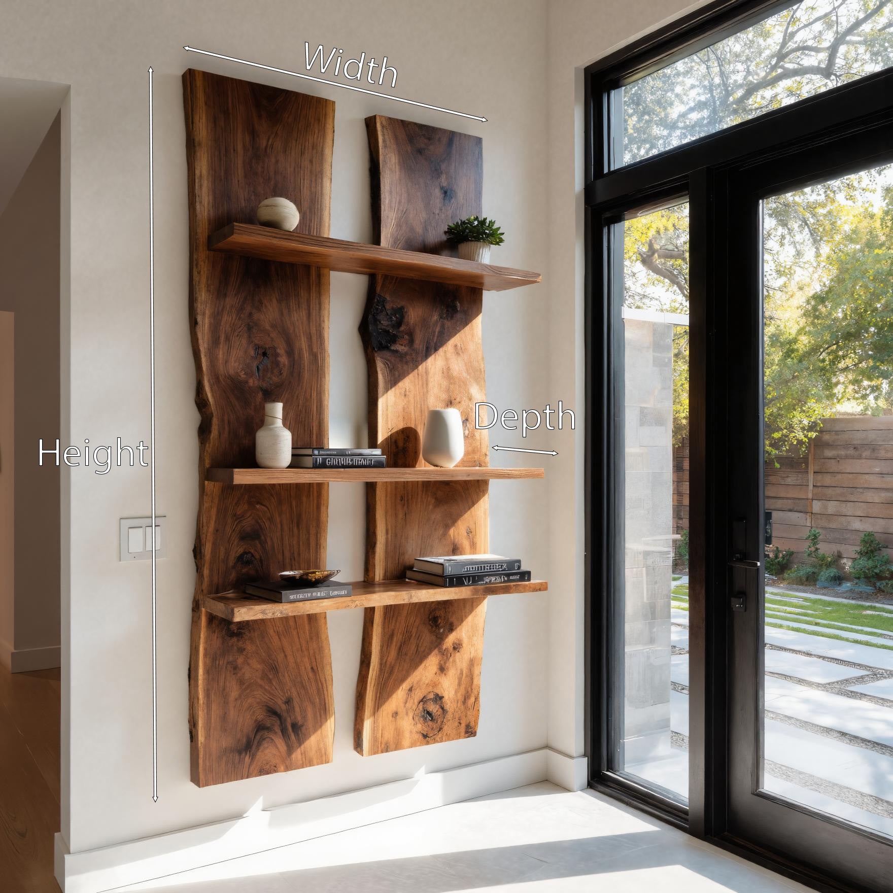 Rustic Live Edge Wall Mounted Shelf For Entryway – ET Woodcrafts