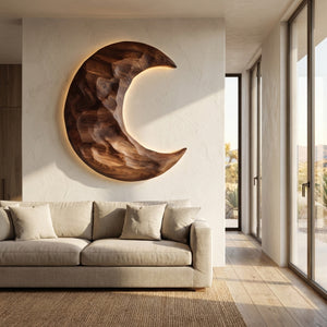 Organic Modern Crescent Wood Wall Art  For Living Room