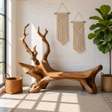 Mid Century Wooden Bench For Modern Living Room Decor