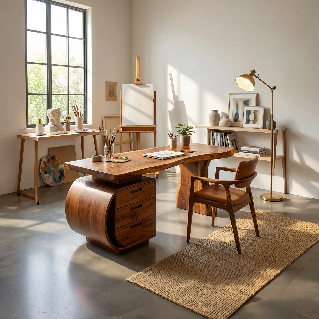 Mid Century Desk With Shelf For Thoughtful Study Area