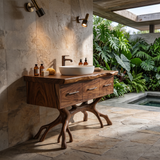Tropical Wooden Vanity Cabinet With Drawers Spa Bathroom