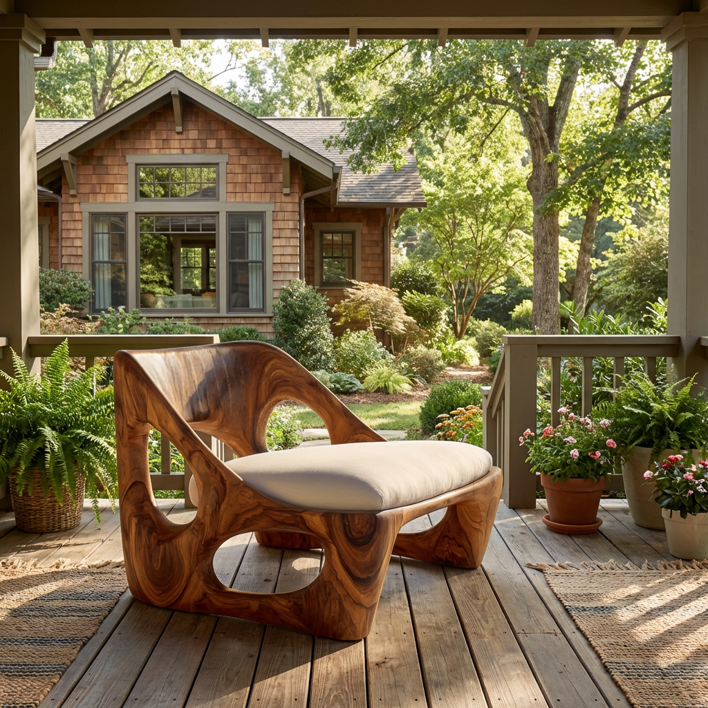 Organic Natural Wood Accent Chair For Living Room