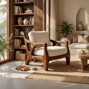 Luxury Resort Style Wooden Lounge Chair Poolside Patio
