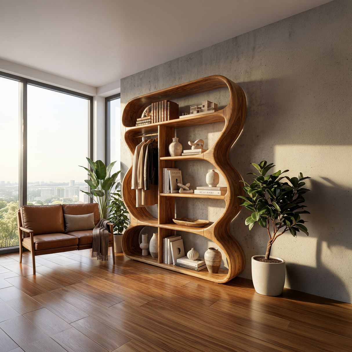 Rustic Farmhouse Sculptural Bookshelf Laundry Room Storage