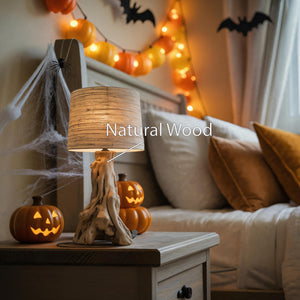Rustic Halloween Wooden Table Lamp For Bedroom Or Living Room
