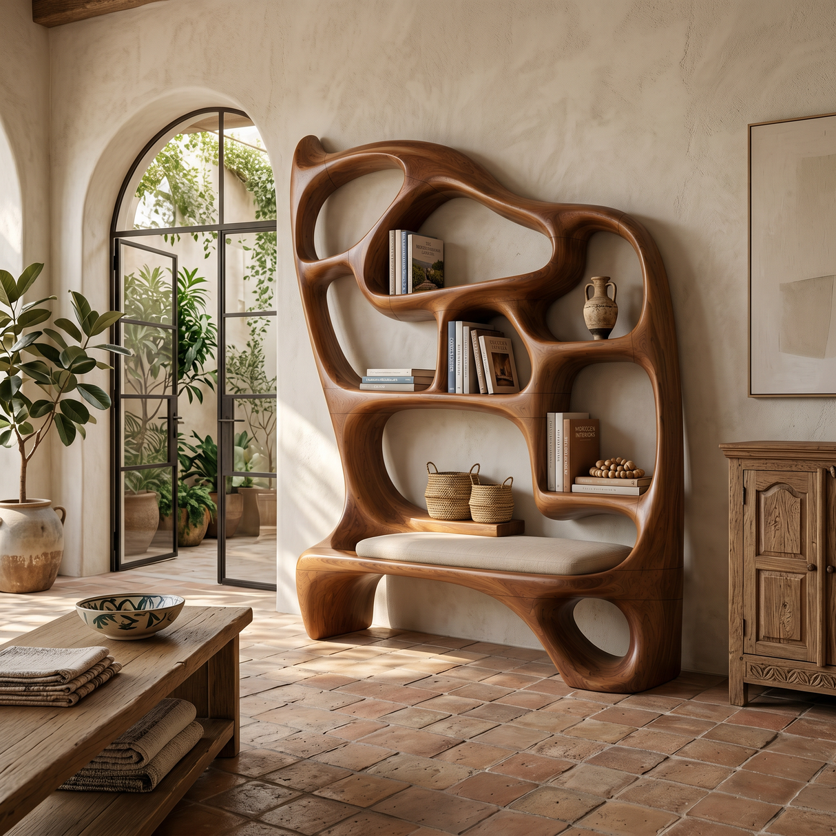 Mid Century Display Bookshelf For Open Living Area