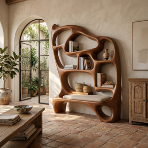 Mid Century Display Bookshelf For Open Living Area