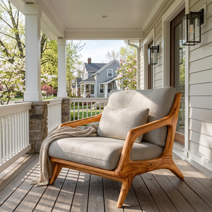 Organic Wooden Armchair With Sculptural Frame For Home