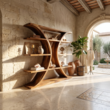 Luxury Organic Wooden Spa Shelf With Sculptural Curved Frame