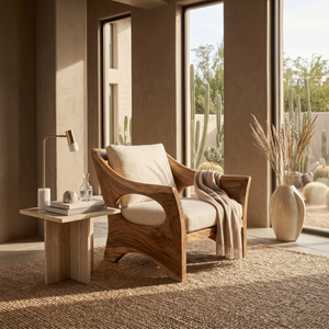 Sculptural Wooden Rocking Chair Modern Villa Interior