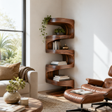 Modern Corner Wave Bookshelf For Living Room Or Contemporary Interior