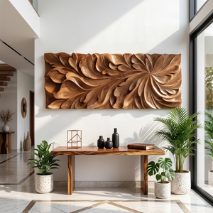Luxury Wall Art With Floral Carving For Living Room
