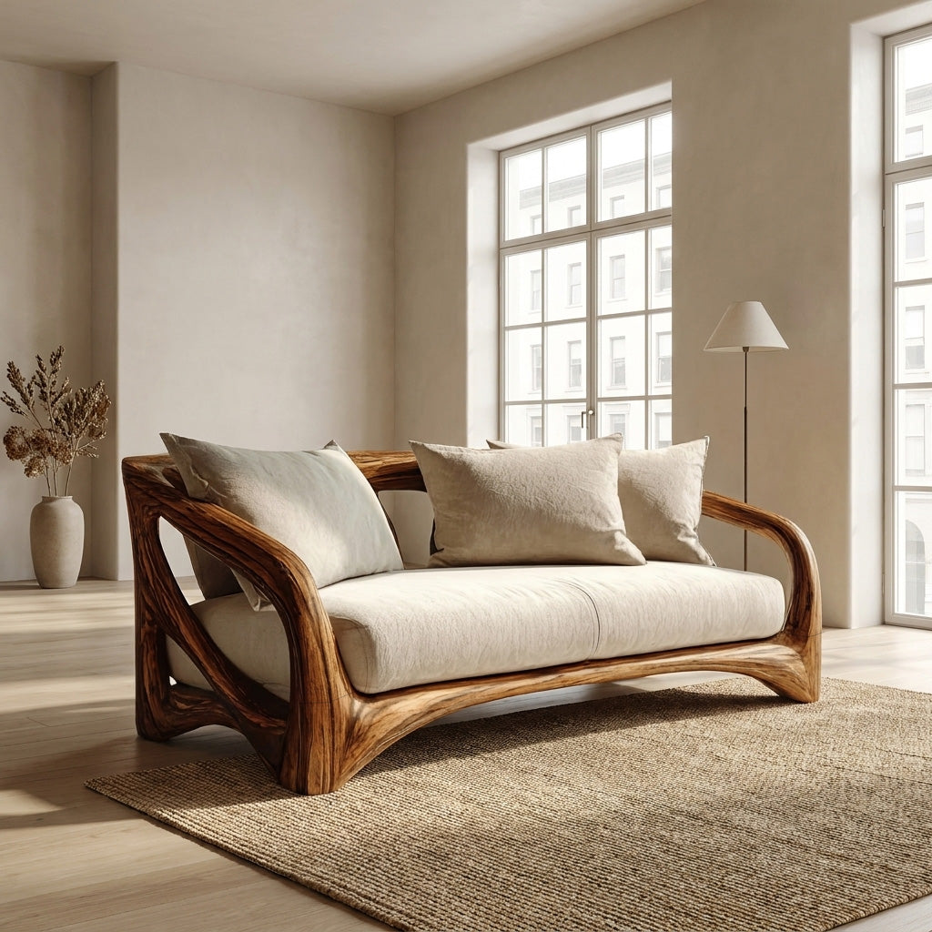 Modern Handcrafted Wood Sofa For Living Room