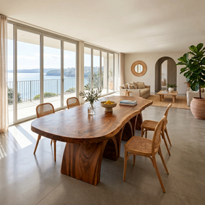 Scandinavian Live Edge Dining Table For Open Dining Area