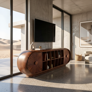 Scandinavian Organic TV Cabinet For Coastal Interior Space
