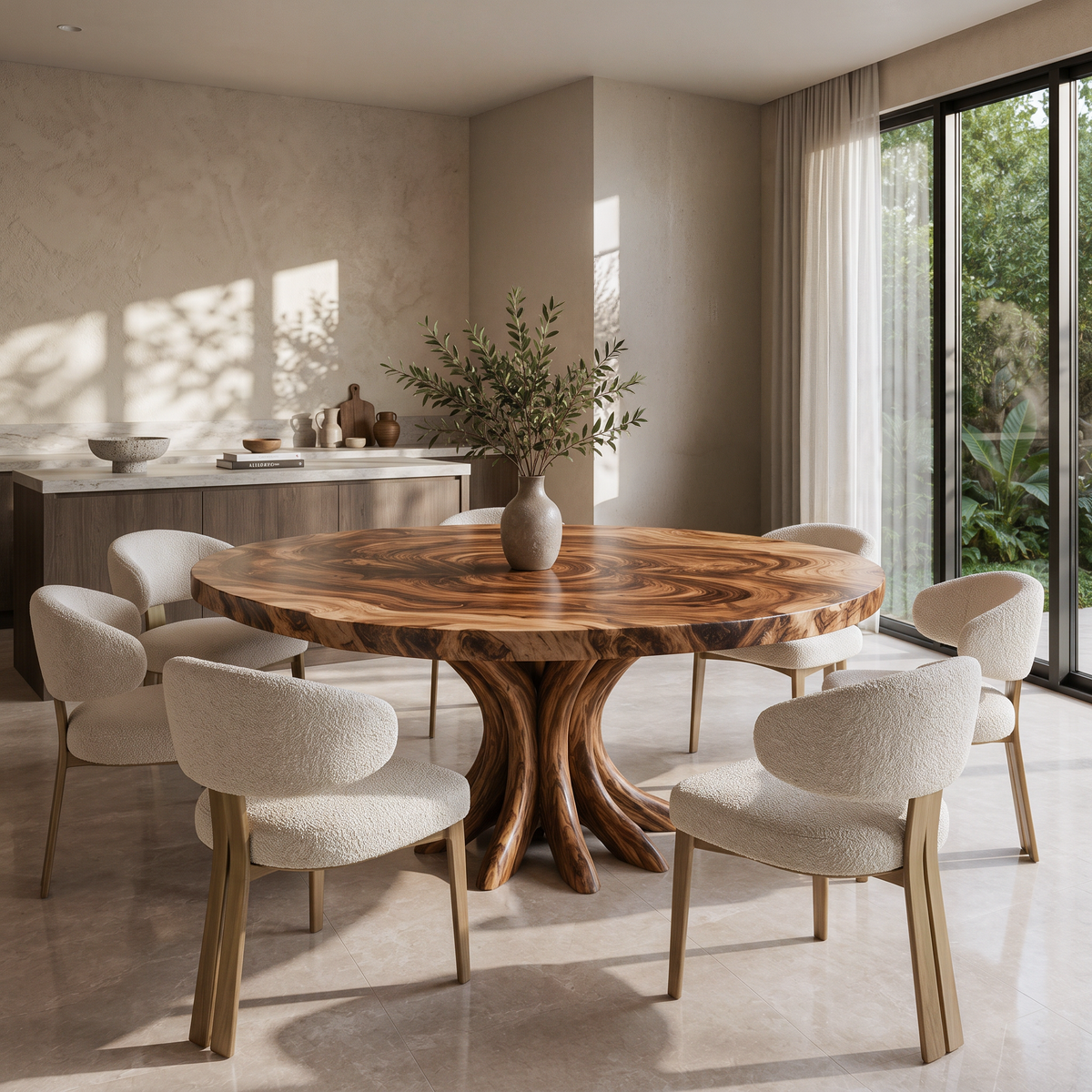 Organic Round Dining Table Inspired Tree Root Base For Dining