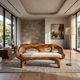 Modern Curved Natural Wood Sofa For Living