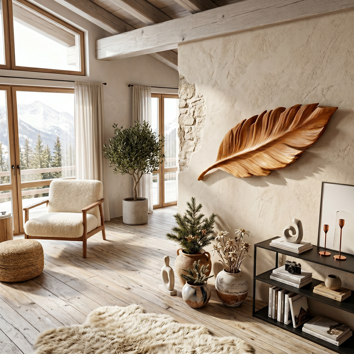 Modern Leaf Wall Shelf For Lounge Interior
