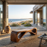 Organic Wooden Outdoor Bench For Landscape Garden