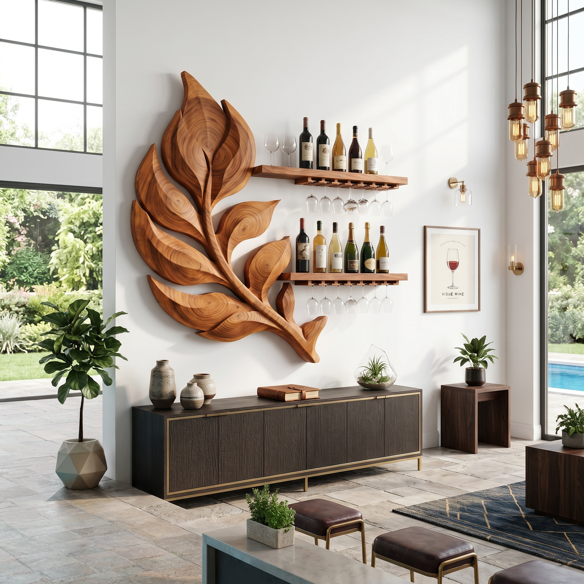 Rustic Wine Bottle Holder For Dining Room