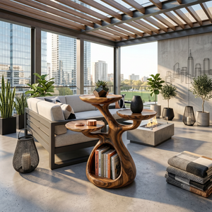 Contemporary Display Shelf Side Table Fireplace Lounge