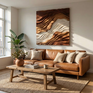 Contemporary Sculptural Wave Wall Art For Living Room