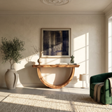 Artistic Wood Console Table For Gallery Interior