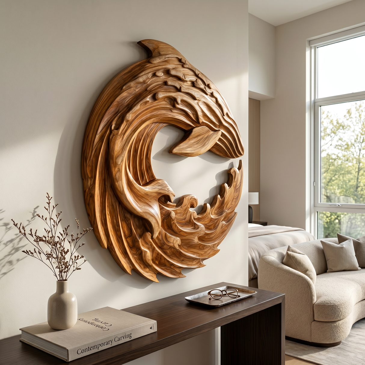 Contemporary Ocean Wave Wood Wall Art For Luxury Living Room Decor