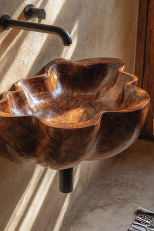 Handcrafted Live Edge Wood Basin For Unique Bedroom Vanity Decor