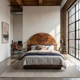 Boho Arch Wood Headboard For Neutral Earth Tone Bedroom