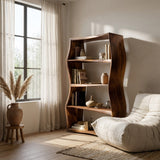 Elegant Natural Wood Bookshelf For Living Room Storage